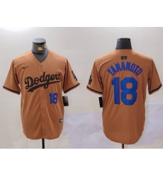 Men Los Angeles Dodgers 18 Yoshinobu Yamamoto Brown Cool Base Stitched Baseball Jersey Men Los Angeles Dodgers 18 Yoshinobu Yamamoto Brown Cool Base Stitched Baseball Jersey