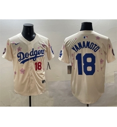 Men Los Angeles Dodgers 18  Yoshinobu Yamamoto Cream 2025 Tokyo Series Limited Stitched Baseball Jersey