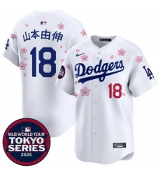 Men Los Angeles Dodgers 18 Yoshinobu Yamamoto Japanese Name White 2025 Tokyo Series Limited Stitched Baseball Jersey Men Los Angeles Dodgers 18 Yoshinobu Yamamoto Japanese Name White 2025 Tokyo Series Limited Stitched Baseball Jersey
