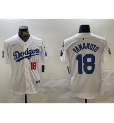 Men Los Angeles Dodgers 18 Yoshinobu Yamamoto White 2024 World Series With Fernando Memorial Patch Home Limited Stitched Baseball Jersey 3 Men Los Angeles Dodgers 18 Yoshinobu Yamamoto White 2024 World Series With Fernando Memorial Patch Home Limited Stitched Baseball Jersey 3