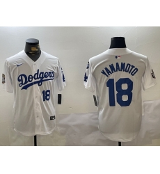 Men Los Angeles Dodgers 18 Yoshinobu Yamamoto White 2024 World Series With Fernando Memorial Patch Home Limited Stitched Baseball Jersey Men Los Angeles Dodgers 18 Yoshinobu Yamamoto White 2024 World Series With Fernando Memorial Patch Home Limited Stitched Baseball Jersey