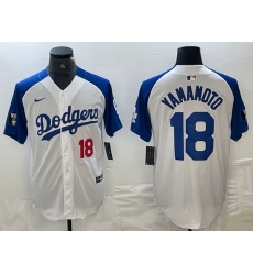 Men Los Angeles Dodgers 18 Yoshinobu Yamamoto White Blue Vin Patch Cool Base Stitched Baseball Jersey 6 Men Los Angeles Dodgers 18 Yoshinobu Yamamoto White Blue Vin Patch Cool Base Stitched Baseball Jersey 6