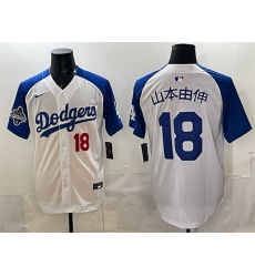 Men Los Angeles Dodgers 18 Yoshinobu Yamamoto White Royal 2025 World Series Champions Patch Limited Stitched Baseball Jersey Men Los Angeles Dodgers 18 Yoshinobu Yamamoto White Royal 2025 World Series Champions Patch Limited Stitched Baseball Jersey