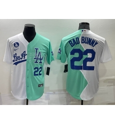Men Los Angeles Dodgers 22 Bad Bunny 2022 All Star White Green Cool Base Baseball Jerseys Men Los Angeles Dodgers 22 Bad Bunny 2022 All Star White Green Cool Base Baseball Jerseys