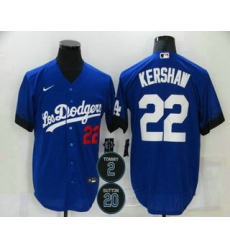 Men Los Angeles Dodgers 22 Clayton Kershaw Blue 2 20 Patch City Connect Number Cool Base Stitched Jersey Men Los Angeles Dodgers 22 Clayton Kershaw Blue 2 20 Patch City Connect Number Cool Base Stitched Jersey