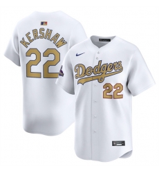 Men Los Angeles Dodgers 22 Clayton Kershaw White 2025 Gold Collection Limited Stitched Baseball Jersey Men Los Angeles Dodgers 22 Clayton Kershaw White 2025 Gold Collection Limited Stitched Baseball Jersey