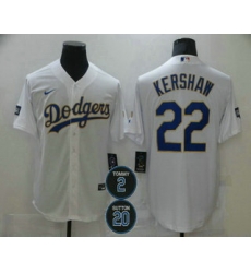 Men Los Angeles Dodgers 22 Clayton Kershaw White Gold 2 20 Patch Stitched MLB Cool Base Nike Jersey Men Los Angeles Dodgers 22 Clayton Kershaw White Gold 2 20 Patch Stitched MLB Cool Base Nike Jersey