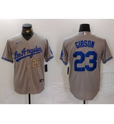 Men Los Angeles Dodgers 23 Kirk Gibson Grey Cool Base Stitched Baseball Jersey 3 Men Los Angeles Dodgers 23 Kirk Gibson Grey Cool Base Stitched Baseball Jersey 3
