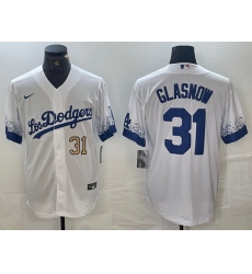Men Los Angeles Dodgers 31 Tyler Glasnow White City Connect Cool Base Stitched Baseball Jersey 5 Men Los Angeles Dodgers 31 Tyler Glasnow White City Connect Cool Base Stitched Baseball Jersey 5
