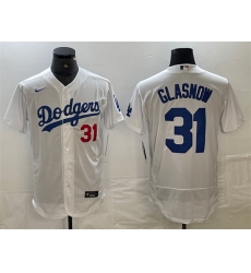 Men Los Angeles Dodgers 31 Tyler Glasnow White Flex Base Stitched Baseball Jersey Men Los Angeles Dodgers 31 Tyler Glasnow White Flex Base Stitched Baseball Jersey