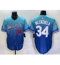 Men Los Angeles Dodgers 34 Fernando Valenzuela Blue Limited Stitched Baseball Jersey