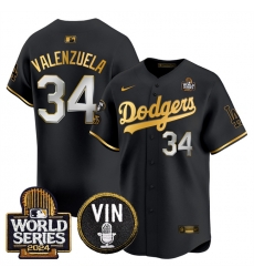 Men Los Angeles Dodgers 34 Toro Valenzuela Black Gold 2024 World Series With Vin 26 Kobe Patch Limited Stitched Baseball Jersey Men Los Angeles Dodgers 34 Toro Valenzuela Black Gold 2024 World Series With Vin 26 Kobe Patch Limited Stitched Baseball Jersey