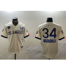 Men Los Angeles Dodgers 34 Toro Valenzuela Cream 2024 World Series With Fernando Memorial Patch City Connect Limited Stitched Baseball Jersey Men Los Angeles Dodgers 34 Toro Valenzuela Cream 2024 World Series With Fernando Memorial Patch City Connect Limited Stitched Baseball Jersey