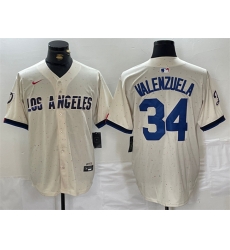 Men Los Angeles Dodgers 34 Toro Valenzuela Cream Stitched Baseball Jersey Men Los Angeles Dodgers 34 Toro Valenzuela Cream Stitched Baseball Jersey