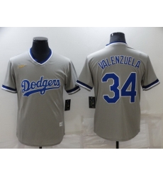 Men Los Angeles Dodgers 34 Toro Valenzuela Grey Stitched Baseball jersey Men Los Angeles Dodgers 34 Toro Valenzuela Grey Stitched Baseball jersey
