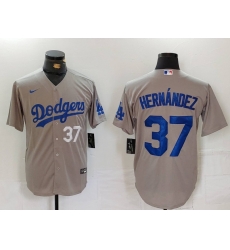 Men Los Angeles Dodgers 37 Teoscar Hernandez Grey Cool Base Stitched Baseball Jersey 5 Men Los Angeles Dodgers 37 Teoscar Hernandez Grey Cool Base Stitched Baseball Jersey 5