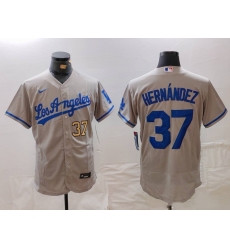 Men Los Angeles Dodgers 37 Teoscar Hernandez Grey Flex Base Stitched Baseball Jersey 1 Men Los Angeles Dodgers 37 Teoscar Hernandez Grey Flex Base Stitched Baseball Jersey 1