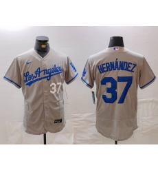 Men Los Angeles Dodgers 37 Teoscar Hernandez Grey Flex Base Stitched Baseball Jersey 4 Men Los Angeles Dodgers 37 Teoscar Hernandez Grey Flex Base Stitched Baseball Jersey 4