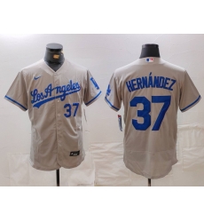 Men Los Angeles Dodgers 37 Teoscar Hernandez Grey Flex Base Stitched Baseball Jersey 5 Men Los Angeles Dodgers 37 Teoscar Hernandez Grey Flex Base Stitched Baseball Jersey 5