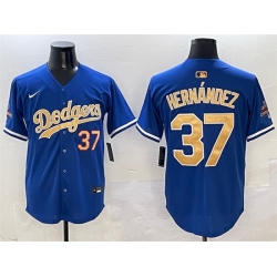 Men Los Angeles Dodgers 37 Teoscar Hernandez Royal 2025 Gold Collection Limited Stitched Baseball Jersey