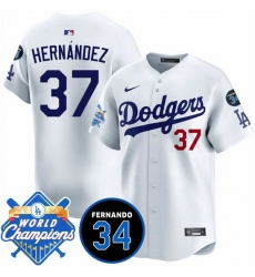 Men Los Angeles Dodgers 37 Teoscar Hernandez White 2024 World Champions 26 Fernando Memorial Patch Vapor Premier Home Limited Stitched Baseball Jersey Men Los Angeles Dodgers 37 Teoscar Hernandez White 2024 World Champions 26 Fernando Memorial Patch Vapor Premier Home Limited Stitched Baseball Jersey