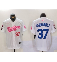 Men Los Angeles Dodgers 37 Teoscar Hernandez White Pink Vin 26 Kobe Patch Stitched Baseball Jersey 3 Men Los Angeles Dodgers 37 Teoscar Hernandez White Pink Vin 26 Kobe Patch Stitched Baseball Jersey 3