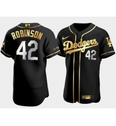 Men Los Angeles Dodgers 42 Jackie Robinson Black Gold Stitched Baseball Jersey Men Los Angeles Dodgers 42 Jackie Robinson Black Gold Stitched Baseball Jersey