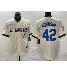 Men Los Angeles Dodgers 42 Jackie Robinson Cream Stitched Baseball Jersey 1 Men Los Angeles Dodgers 42 Jackie Robinson Cream Stitched Baseball Jersey 1