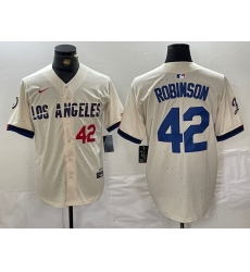 Men Los Angeles Dodgers 42 Jackie Robinson Cream Stitched Baseball Jersey 2 Men Los Angeles Dodgers 42 Jackie Robinson Cream Stitched Baseball Jersey 2