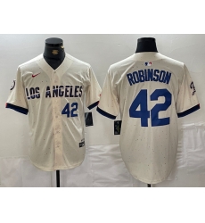 Men Los Angeles Dodgers 42 Jackie Robinson Cream Stitched Baseball Jersey 3 Men Los Angeles Dodgers 42 Jackie Robinson Cream Stitched Baseball Jersey 3