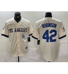 Men Los Angeles Dodgers 42 Jackie Robinson Cream Stitched Baseball Jersey 4 Men Los Angeles Dodgers 42 Jackie Robinson Cream Stitched Baseball Jersey 4