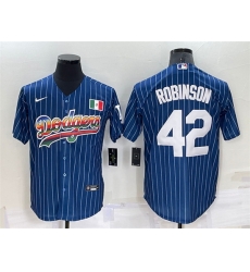 Men Los Angeles Dodgers 42 Jackie Robinson Navy Mexico Rainbow Cool Base Stitched Baseball Jersey Men Los Angeles Dodgers 42 Jackie Robinson Navy Mexico Rainbow Cool Base Stitched Baseball Jersey