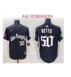Men Los Angeles Dodgers 42 Robinson Black Mexico 2025 LA Gothic Style With Fernando Patch Vapor Premier Limited Stitched Baseball Jersey Men Los Angeles Dodgers 42 Robinson Black Mexico 2025 LA Gothic Style With Fernando Patch Vapor Premier Limited Stitched Baseball Jersey