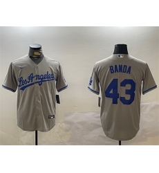 Men Los Angeles Dodgers 43 Anthony Banda Grey Cool Base Stitched Baseball Jersey Men Los Angeles Dodgers 43 Anthony Banda Grey Cool Base Stitched Baseball Jersey