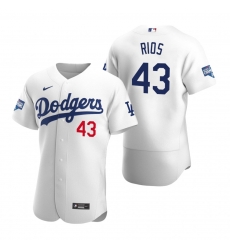 Men Los Angeles Dodgers 43 Edwin Rios White 2020 World Series Champions Flex Base Jersey Men Los Angeles Dodgers 43 Edwin Rios White 2020 World Series Champions Flex Base Jersey