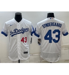 Men Los Angeles Dodgers 43 Noah Syndergaard White City Connect Flex Base Stitched Baseball JerseyS Men Los Angeles Dodgers 43 Noah Syndergaard White City Connect Flex Base Stitched Baseball JerseyS