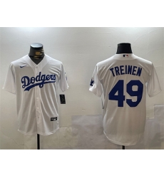 Men Los Angeles Dodgers 49 Blake Treinen White Cool Base Stitched Baseball Jersey Men Los Angeles Dodgers 49 Blake Treinen White Cool Base Stitched Baseball Jersey