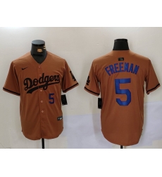 Men Los Angeles Dodgers 5 5 Freddie Freeman Brown Cool Base Stitched Baseball Jersey 5 Men Los Angeles Dodgers 5 5 Freddie Freeman Brown Cool Base Stitched Baseball Jersey 5