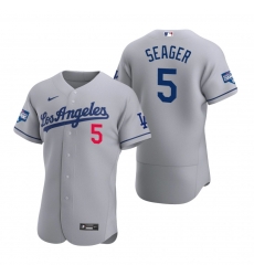 Men Los Angeles Dodgers 5 Corey Seager Gray 2020 World Series Champions Road Flex Base Jersey Men Los Angeles Dodgers 5 Corey Seager Gray 2020 World Series Champions Road Flex Base Jersey