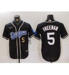 Men Los Angeles Dodgers 5 Freddie Freeman Black Cool Base With Patch Stitched Baseball Jersey 3 Men Los Angeles Dodgers 5 Freddie Freeman Black Cool Base With Patch Stitched Baseball Jersey 3