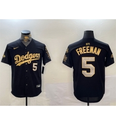 Men Los Angeles Dodgers 5 Freddie Freeman Black Gold 2024 World Series Champions With Fernando Memorial Patch Limited Stitched Baseball Jersey Men Los Angeles Dodgers 5 Freddie Freeman Black Gold 2024 World Series Champions With Fernando Memorial Patch Limited Stitched Baseball Jersey