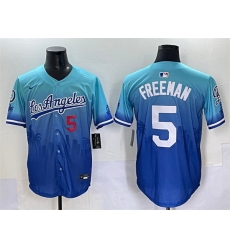 Men Los Angeles Dodgers 5 Freddie Freeman Blue Limited Stitched Baseball Jersey