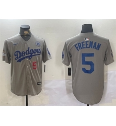 Men Los Angeles Dodgers 5 Freddie Freeman Grey 2024 World Series With No 34 Patch Limited Stitched Baseball Jersey Men Los Angeles Dodgers 5 Freddie Freeman Grey 2024 World Series With No 34 Patch Limited Stitched Baseball Jersey