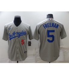 Men Los Angeles Dodgers 5 Freddie Freeman Grey Cool Base Stitched MLB Jersey Men Los Angeles Dodgers 5 Freddie Freeman Grey Cool Base Stitched MLB Jersey