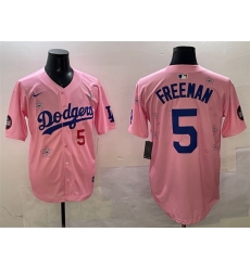 Men Los Angeles Dodgers 5 Freddie Freeman Pink 2025 Tokyo Series Limited Stitched Baseball Jersey