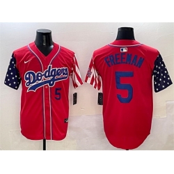 Men Los Angeles Dodgers 5 Freddie Freeman Red Limited Stitched Baseball Jersey