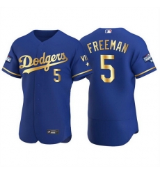 Men Los Angeles Dodgers 5 Freddie Freeman Royal Golden Flex Base Stitched jersey Men Los Angeles Dodgers 5 Freddie Freeman Royal Golden Flex Base Stitched jersey