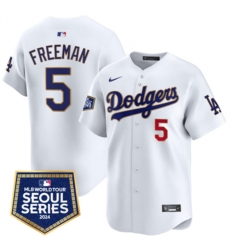 Men Los Angeles Dodgers 5 Freddie Freeman White 2024 World Tour Seoul Series Home Limited Stitched Baseball Jersey Men Los Angeles Dodgers 5 Freddie Freeman White 2024 World Tour Seoul Series Home Limited Stitched Baseball Jersey