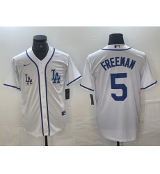 Men Los Angeles Dodgers 5 Freddie Freeman White Cool Base Stitched Baseball Jersey Men Los Angeles Dodgers 5 Freddie Freeman White Cool Base Stitched Baseball Jersey