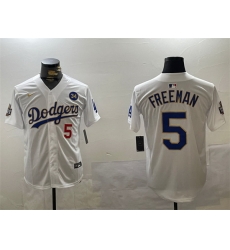 Men Los Angeles Dodgers 5 Freddie Freeman White Gold 2024 World Series With No 34 Patch Home Limited Stitched Baseball Jersey Men Los Angeles Dodgers 5 Freddie Freeman White Gold 2024 World Series With No 34 Patch Home Limited Stitched Baseball Jersey
